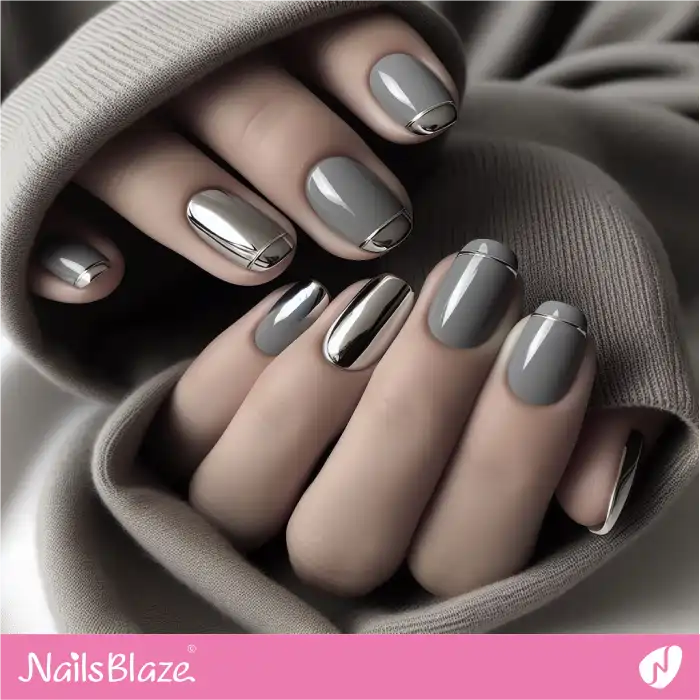 Silver Chrome Micro French Manicure Design | Spring Nails - NB3963
